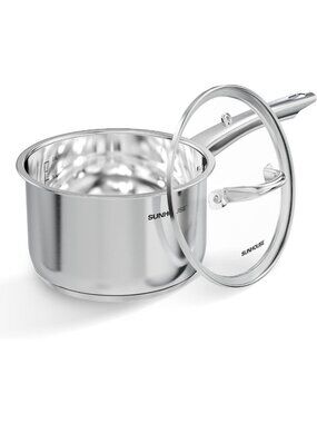 3 QT Stainless Steel Saucepan with Lid - Versatile Small Cooking Pot